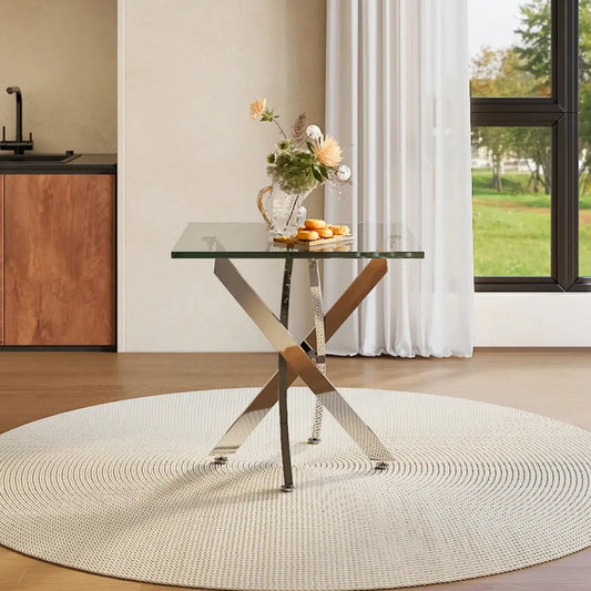 Modern and Futuristic Clear Glass Top Coffee End Table with Chrome Legs Furnish Wise