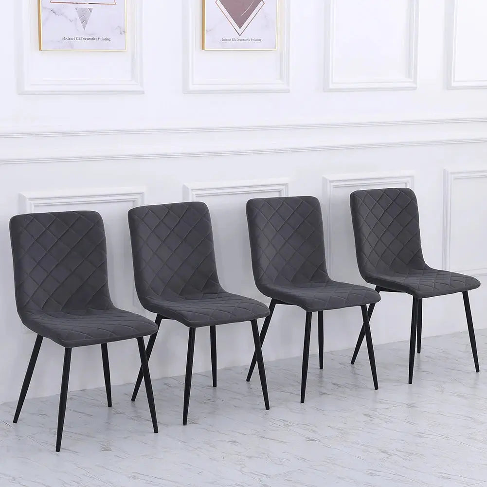 4 Piece Padded Matte Black Accent Dining Chairs