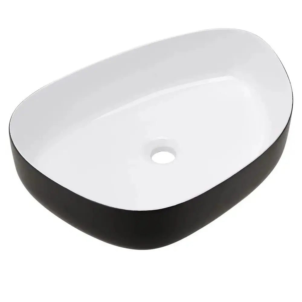 Black and White Irregular Ceramic Countertop Basin Furnish Wise