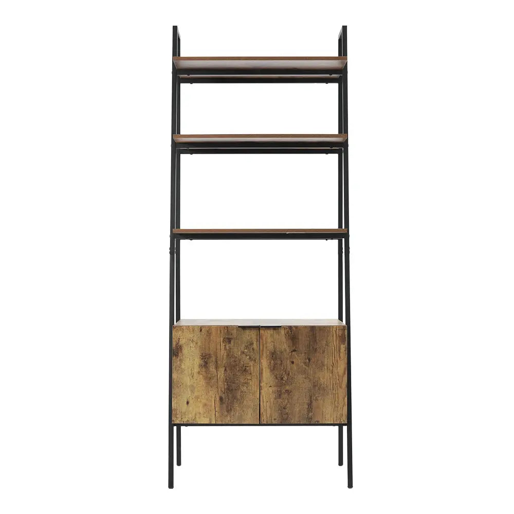 Rustic Brown Industrial Style Wooden Bookshelf Display Furnish Wise