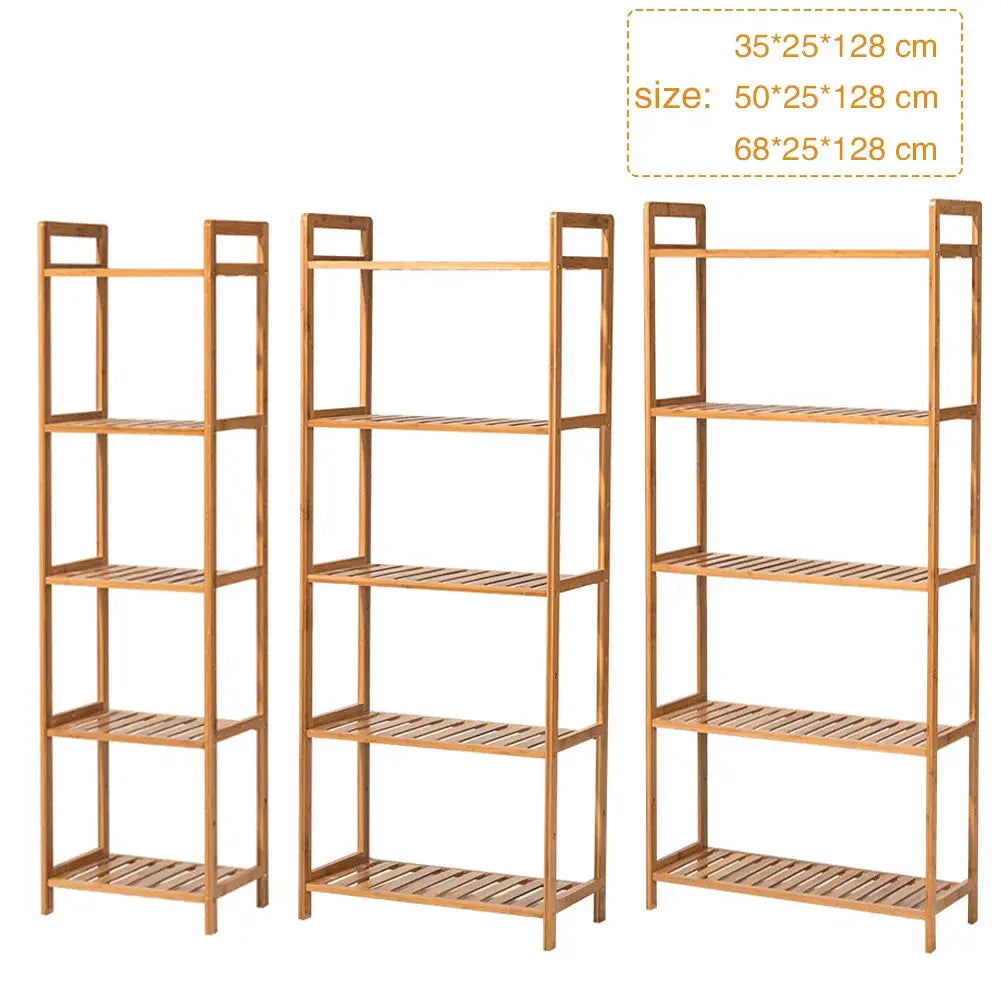 Tiered Bamboo Wood Book Storage Shelf