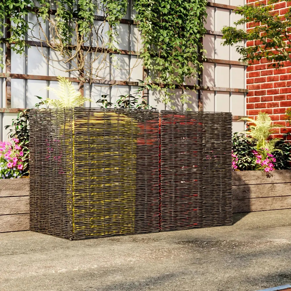 Garden Trash Can Fence Wicker Privacy Fence for Outdoor Backyard Furnish Wise