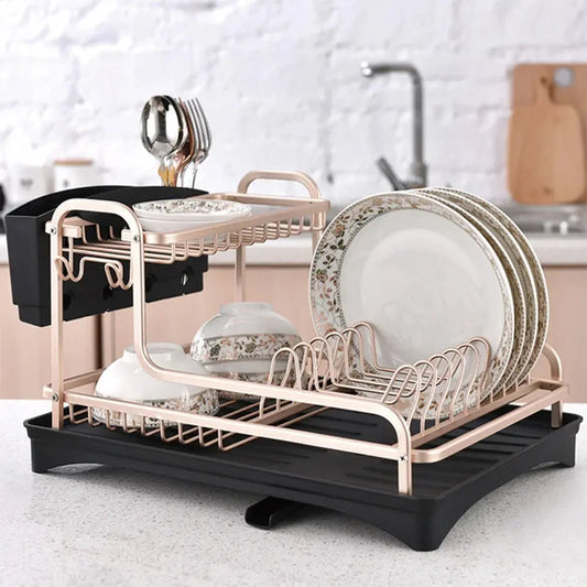 2 Tier Aluminium Dish Storage Rack Furnish Wise