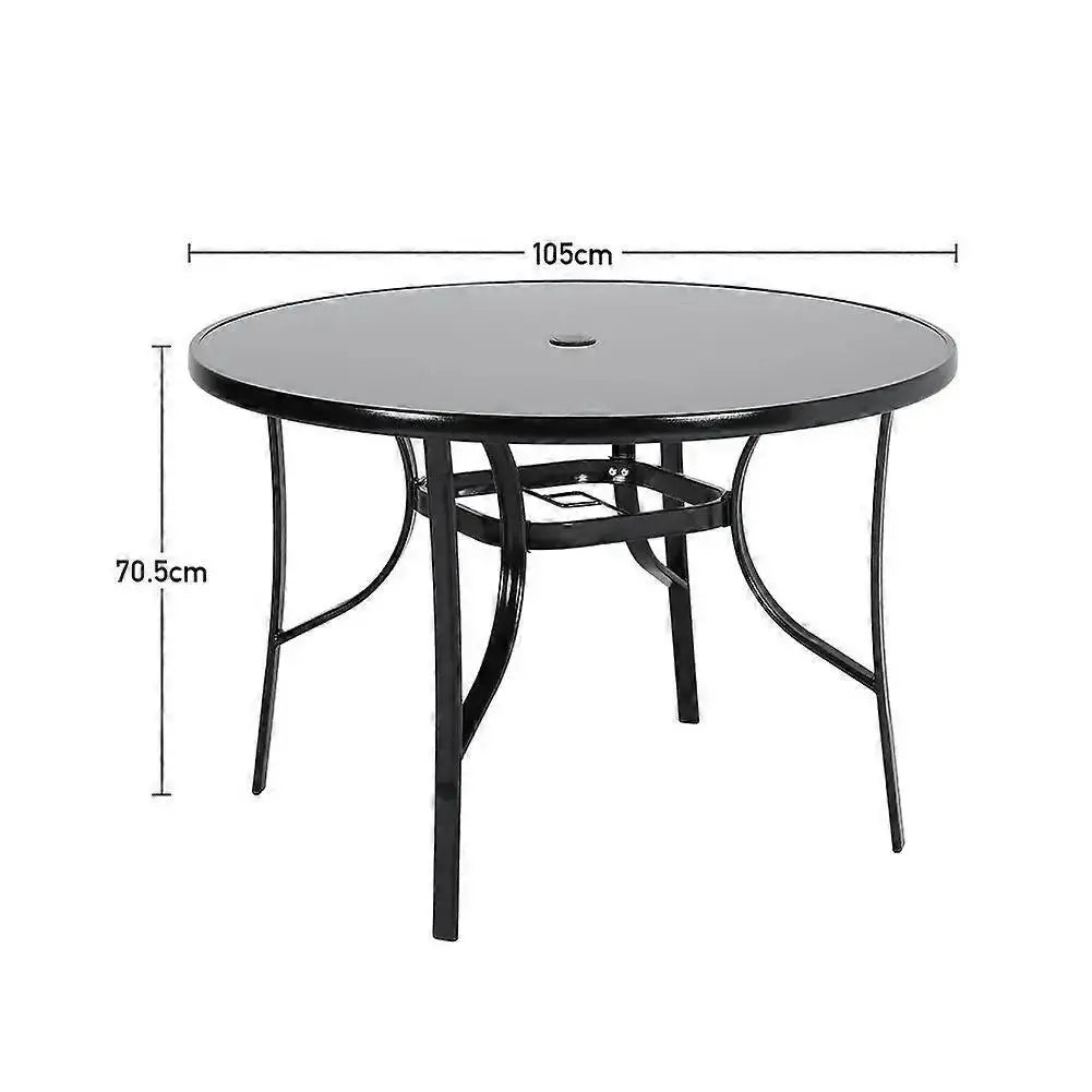 105cm Metallic and Tempered Glass Garden Table Furnish Wise