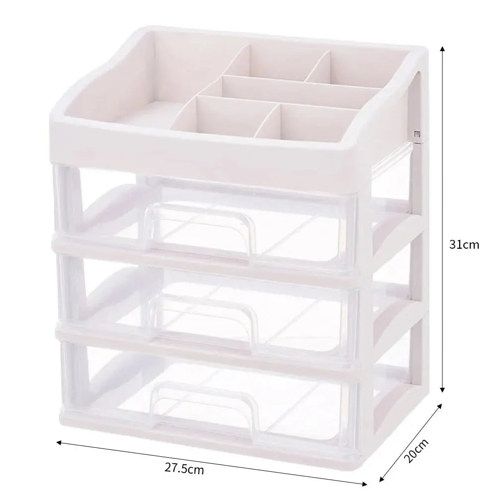 Clear White Portable Makeup Organiser 6 Compartments & 3 Drawers