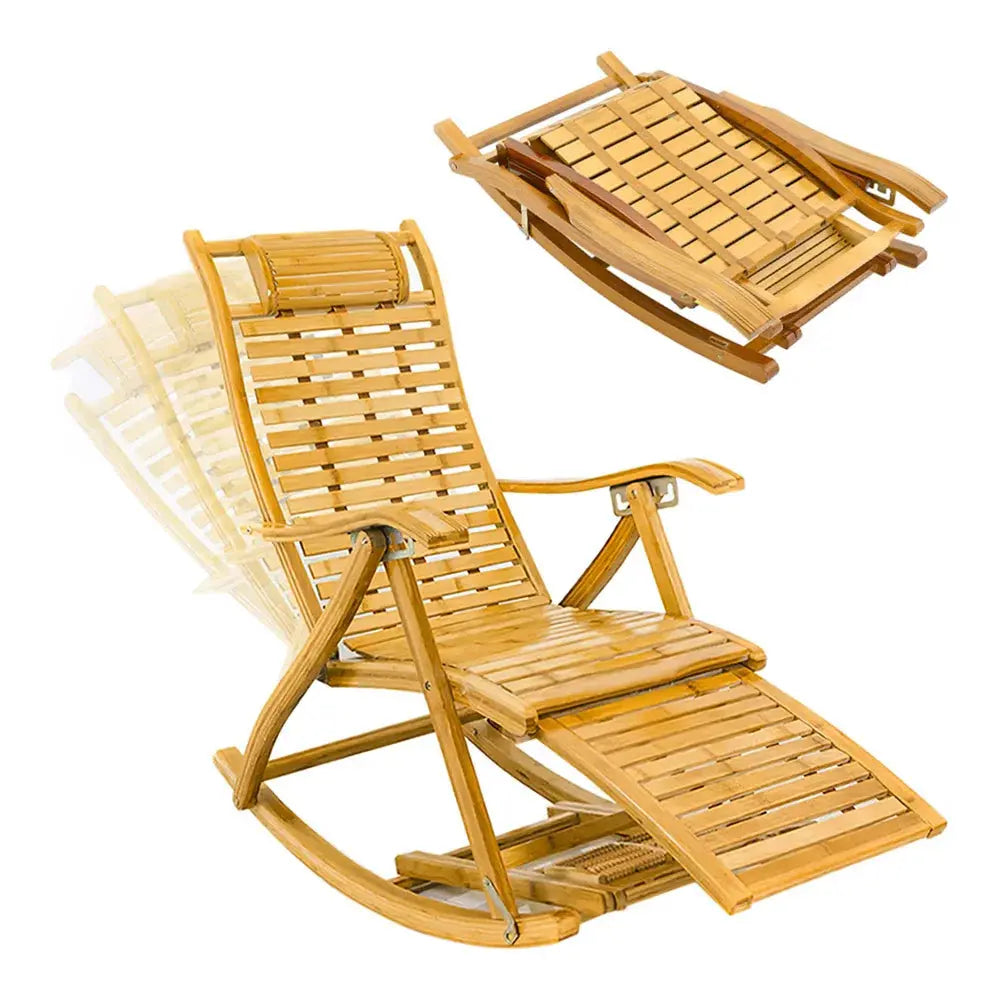 Bamboo Rocking Chair Foldable Recliner Furnish Wise