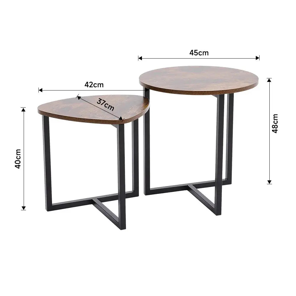 Brown Round and Triangular Wooden Tabletop Furnish Wise