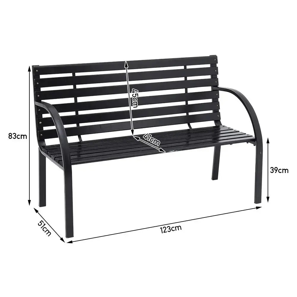 Outdoor Garden Metal Wood Bench