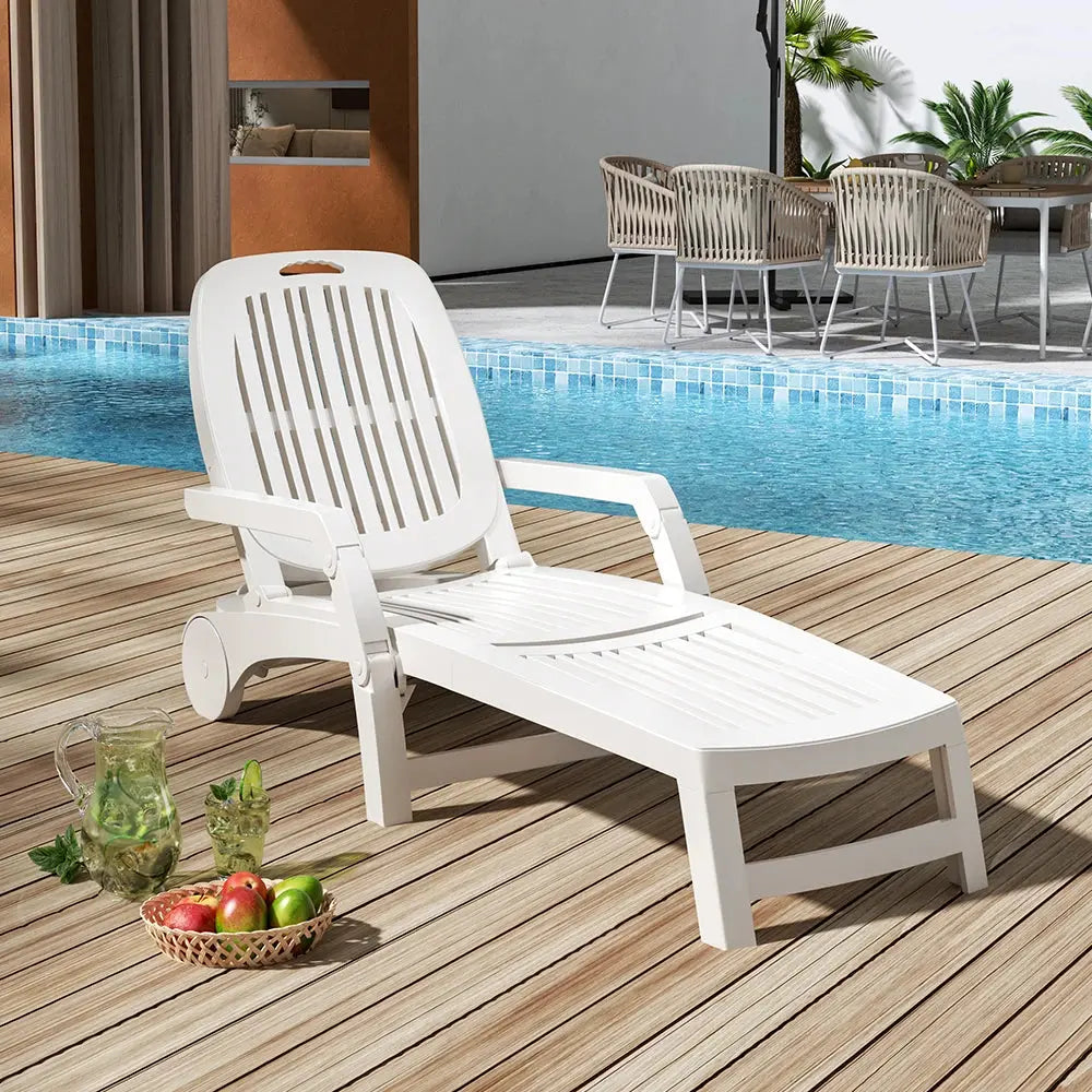 Outdoor Plastic Folding Leisure Chair with Wheels Furnish Wise