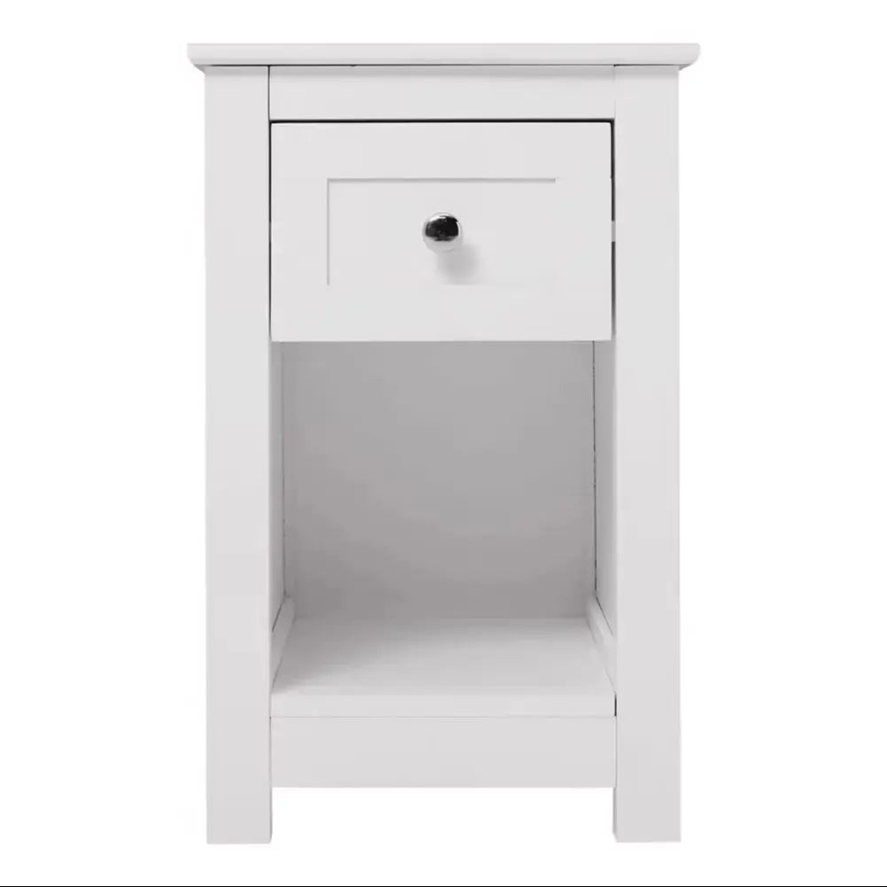 White Small Side Table with Drawer Furnish Wise