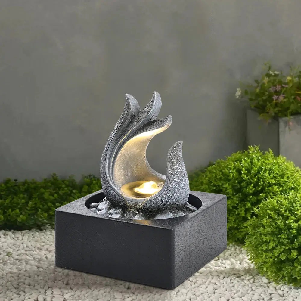 Tabletop Resin Water Fountain with LED Light Furnish Wise