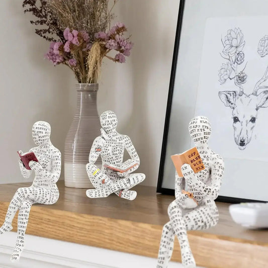 Modern Resin Reading Woman Statue Figurine Sculpture Home Decoration Desk Accessories Ornament Christmas Gift Furnish Wise