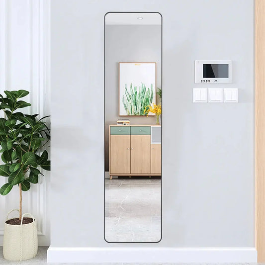 Modern Rectangular Metal Floor Mirror Furnish Wise
