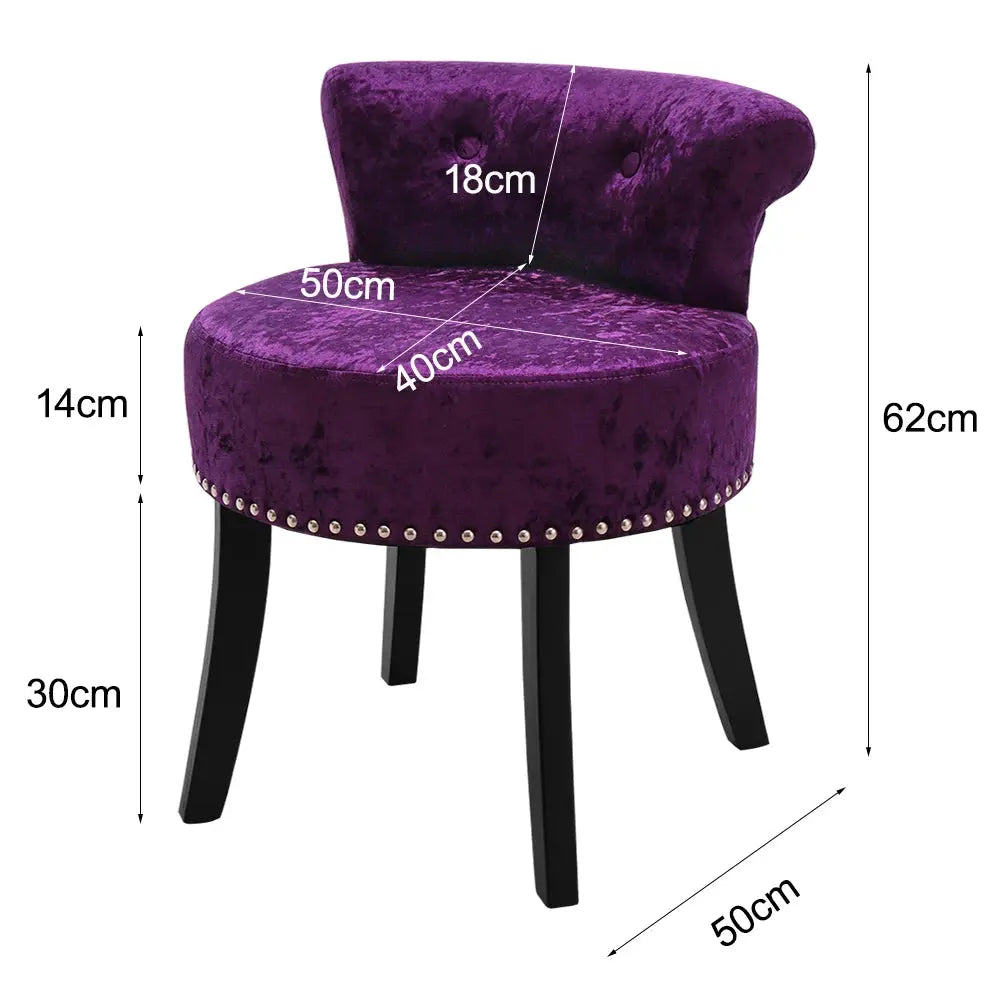 Crushed Velvet Dressing Chair with Studded Edge Furnish Wise