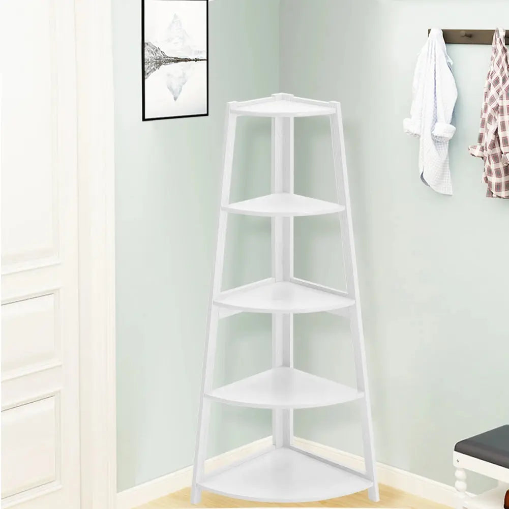 Modern 5-Tier Wooden Ladder Corner Bookshelf Home Display Shelf Unit