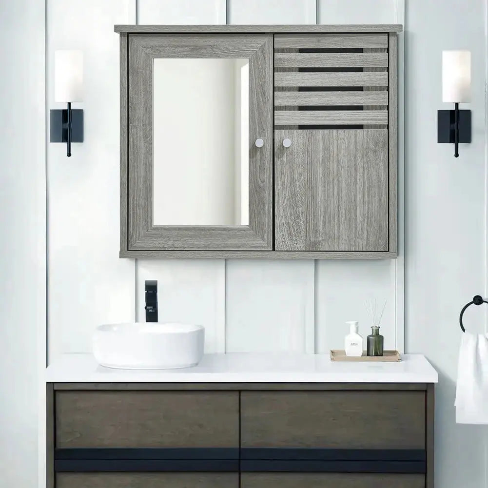 Wooden Bathroom Mirror Wall Cabinet Furnish Wise