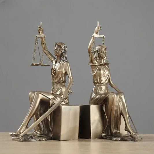 2pcs/set Creative Home Decor Artwork Antique Greek Justice Goddess Statue Fair Angels Resin Bookends Study Room Decoration Furnish Wise