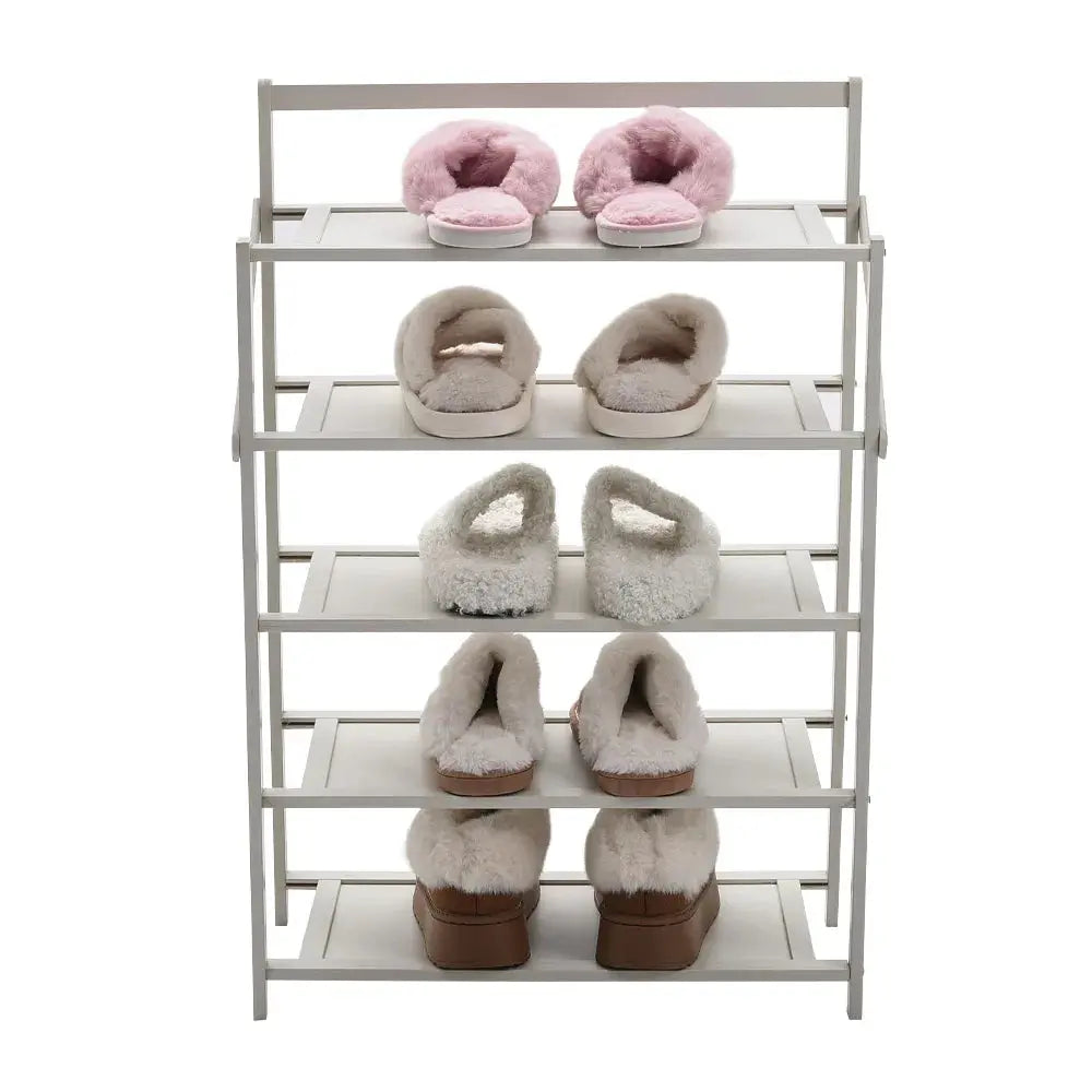 Foldable 5-Tier Bamboo Shoe Rack