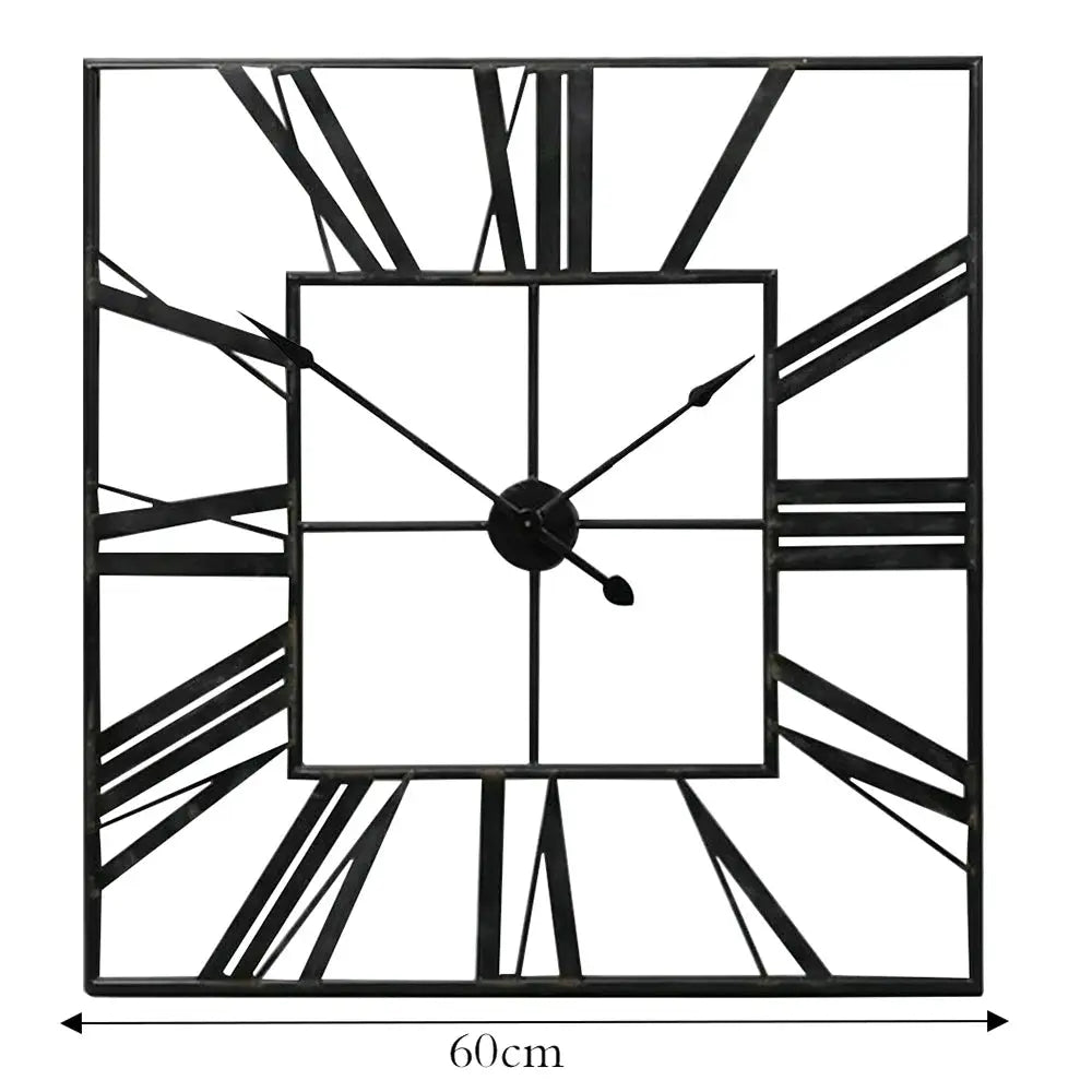 Modern Square Oversized Decorative Metal Wall Clock Furnish Wise
