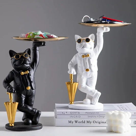 Statue Bulldog Statue Storage Tray Resin Art Home Decoration Sculpture Figurine Animal Lover Collection Study Room Ornament Furnish Wise
