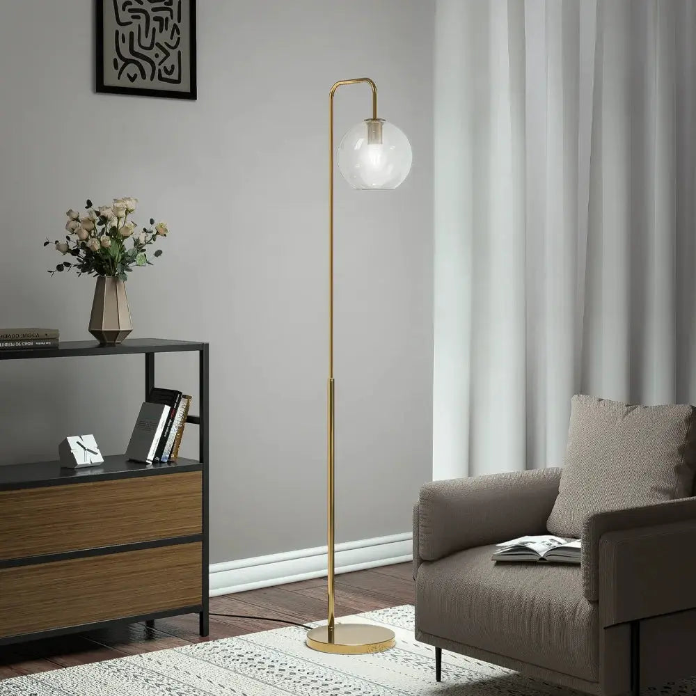 Gold Modern Arc Arm Floor Lamp Furnish Wise