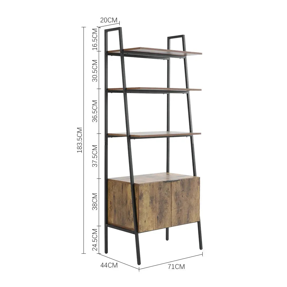Rustic Brown Industrial Style Wooden Bookshelf Display Furnish Wise