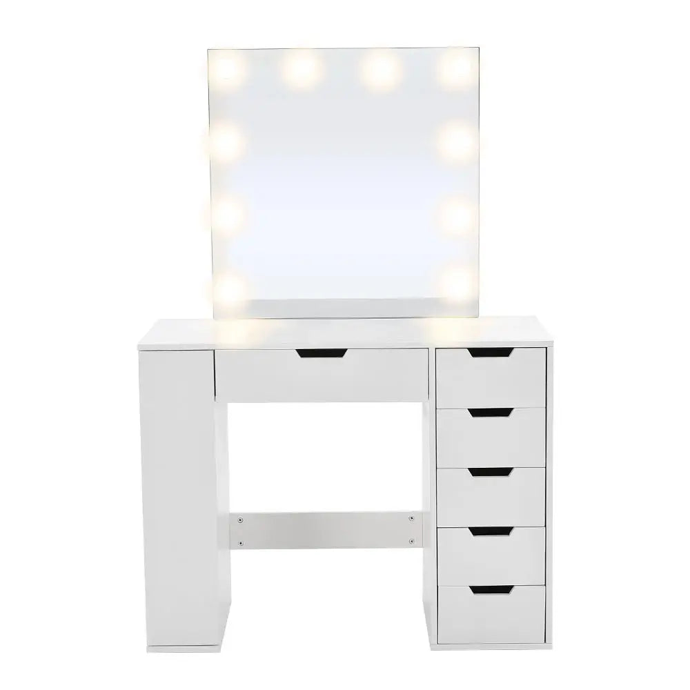 Hollywood Makeup Dressing Table with LED Lighted Mirror Furnish Wise