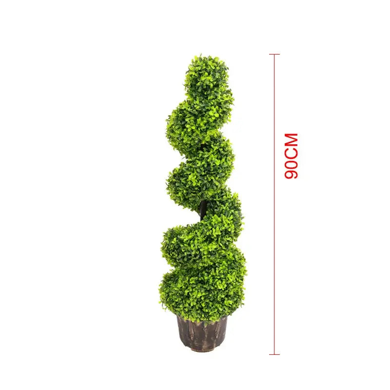 Voltsify 2pcs Artificial Potted Rotating Topiary Trees Garden Yard Ornament with Pot