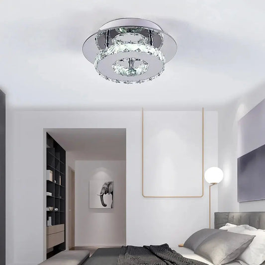 Modern Crystal Ceiling Light Stainless Steel Frame Furnish Wise