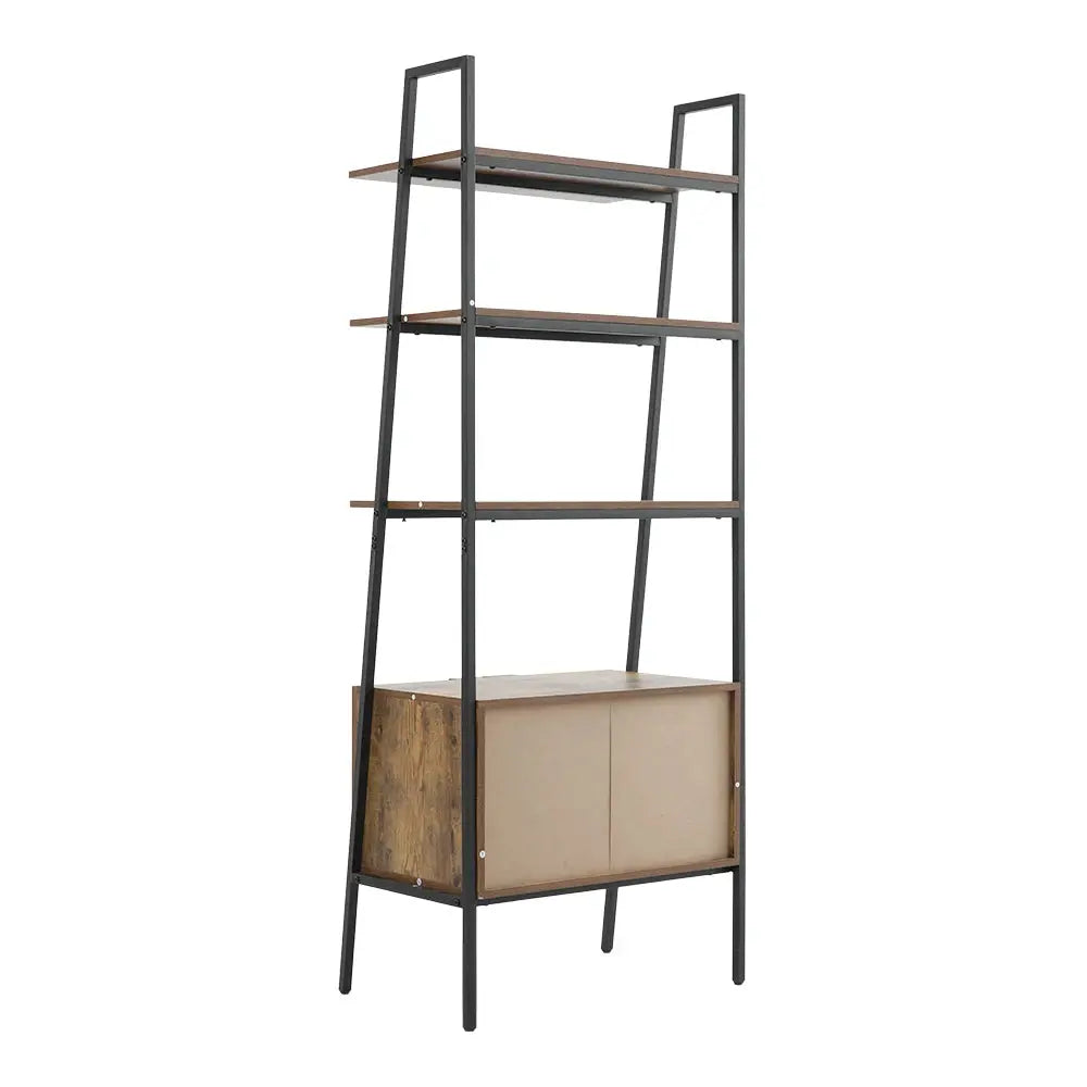 Rustic Brown Industrial Style Wooden Bookshelf Display Furnish Wise