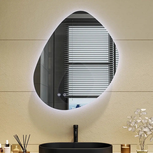 Modern Frameless Irregular LED Wall Mirror with Anti-fog Film Furnish Wise