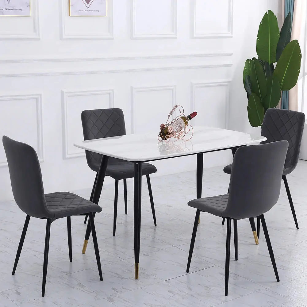 4 Piece Padded Matte Black Accent Dining Chairs