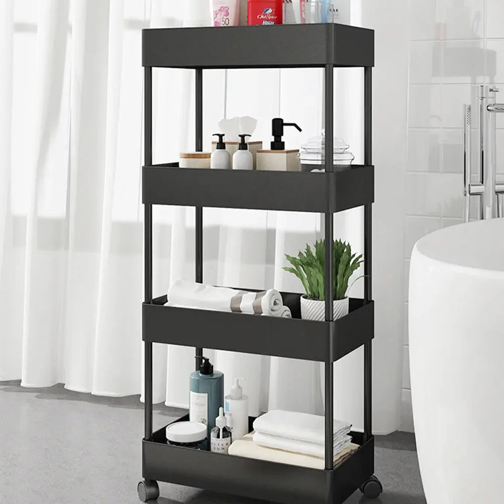 4 Tiers Shelf Trolley Cart Storage Rack