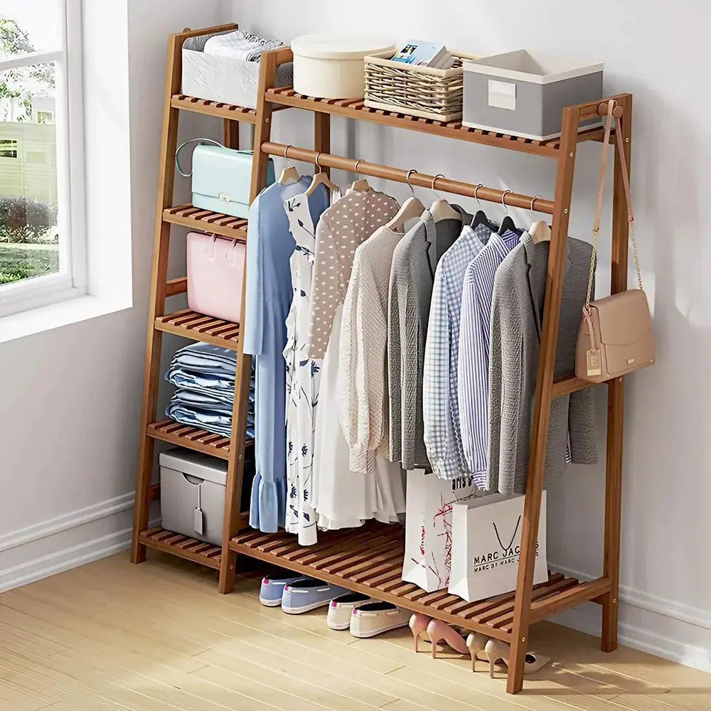 Bamboo Garment Clothes Rack Brown 110cm &130cm