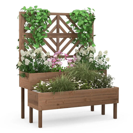 Wooden 2-Tier Raised Garden Bed Furnish Wise