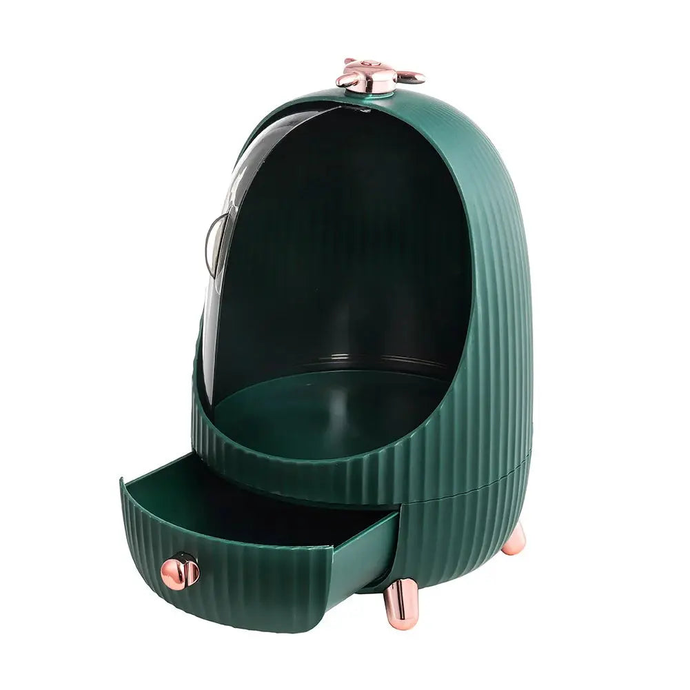 Green Dust-proof Makeup Organiser with LED Light