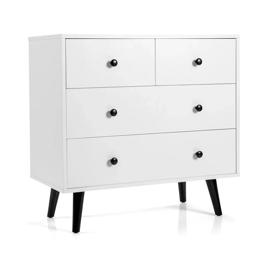 GOFLAME 4-Drawer Dresser, Chest of Drawers with Anti-Toppling Devices, Sturdy Legs, Wooden Storage Cabinet Furnish Wise