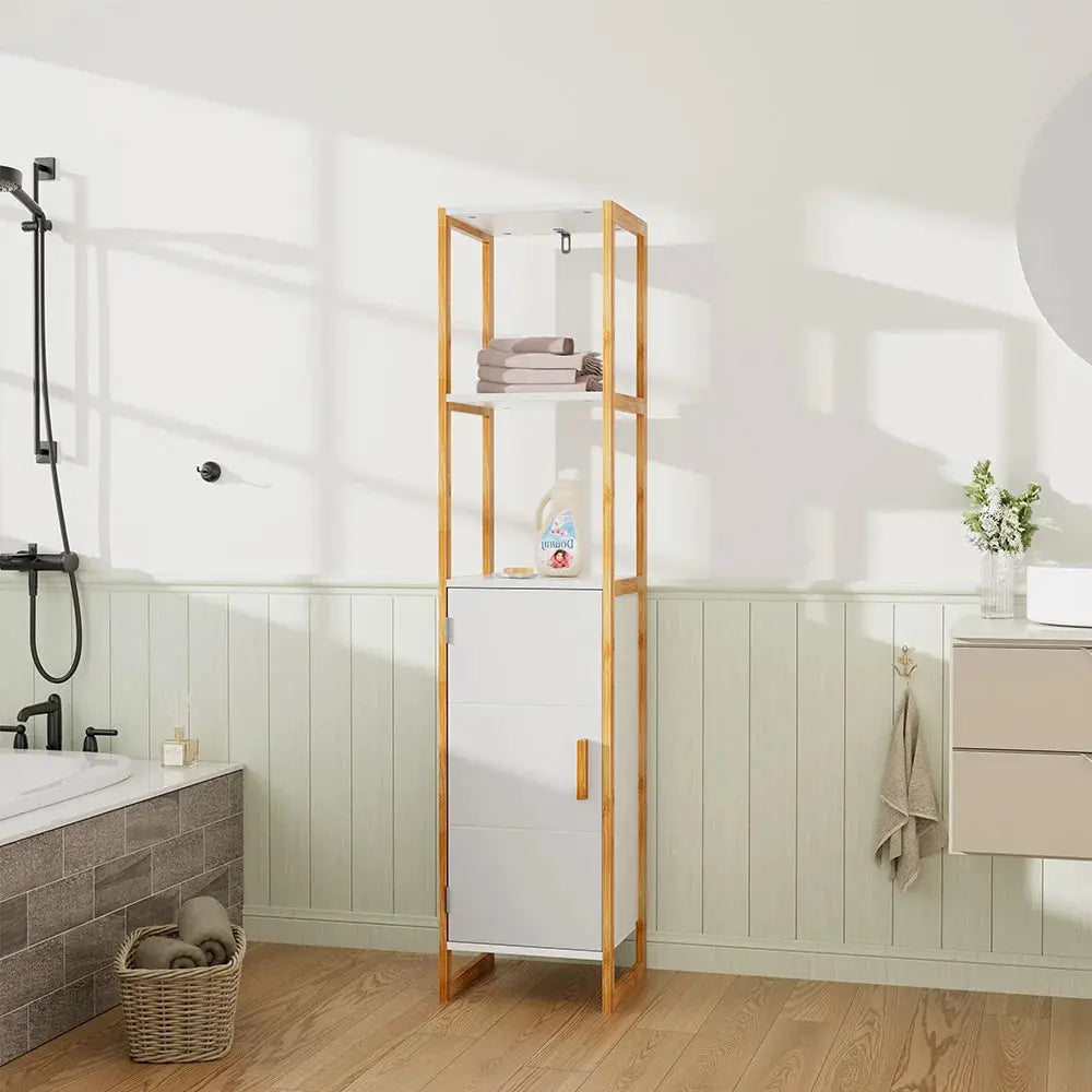 4-Tier Single-door Tall Bathroom Space Saver Organiser