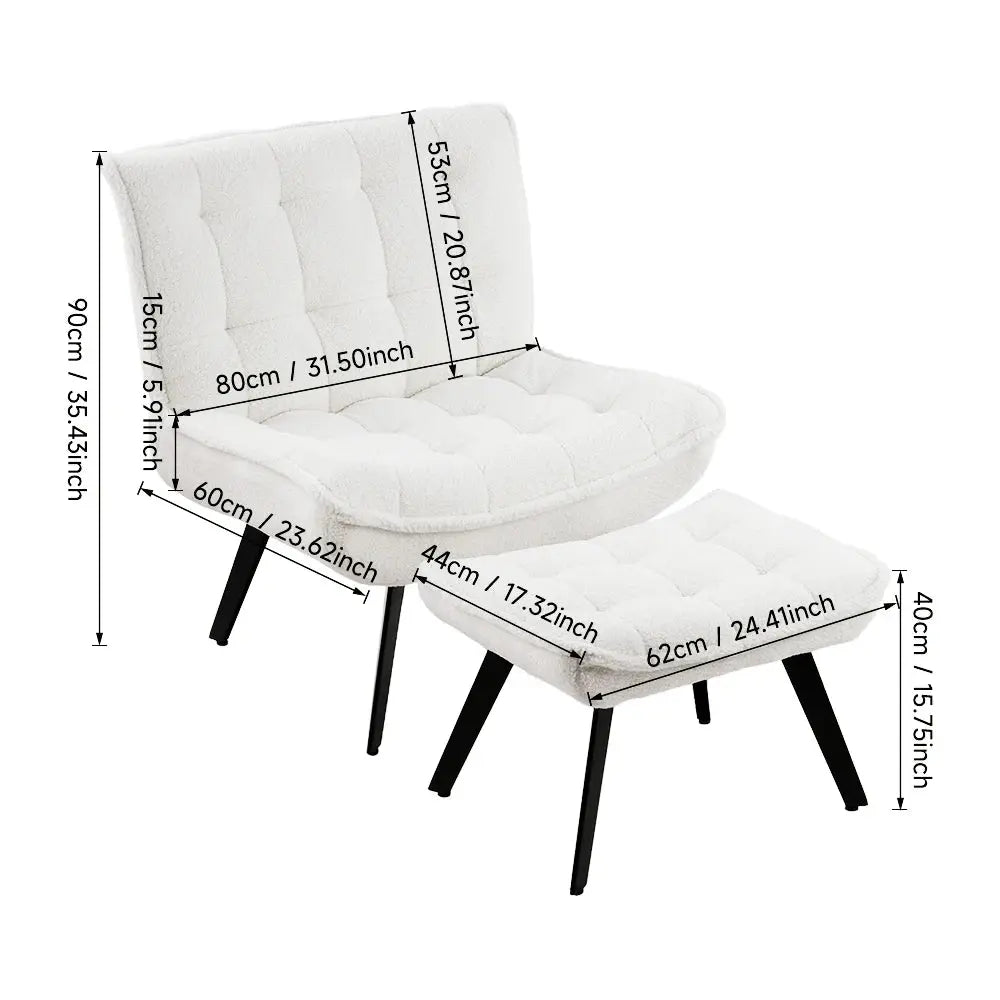 Minimal Comfy Chair with Footstool Set Armchair with Footstool