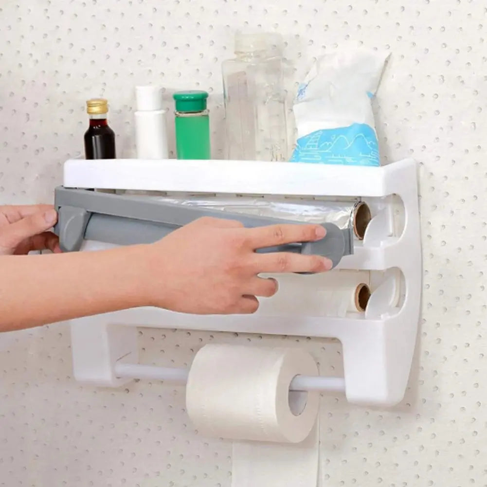 ABS Material Wall Mounted Kitchen Cling Film Dispenser with Cutter Furnish Wise