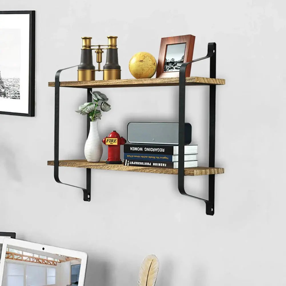 2-Tier Industrial Style Floating Wall Shelf