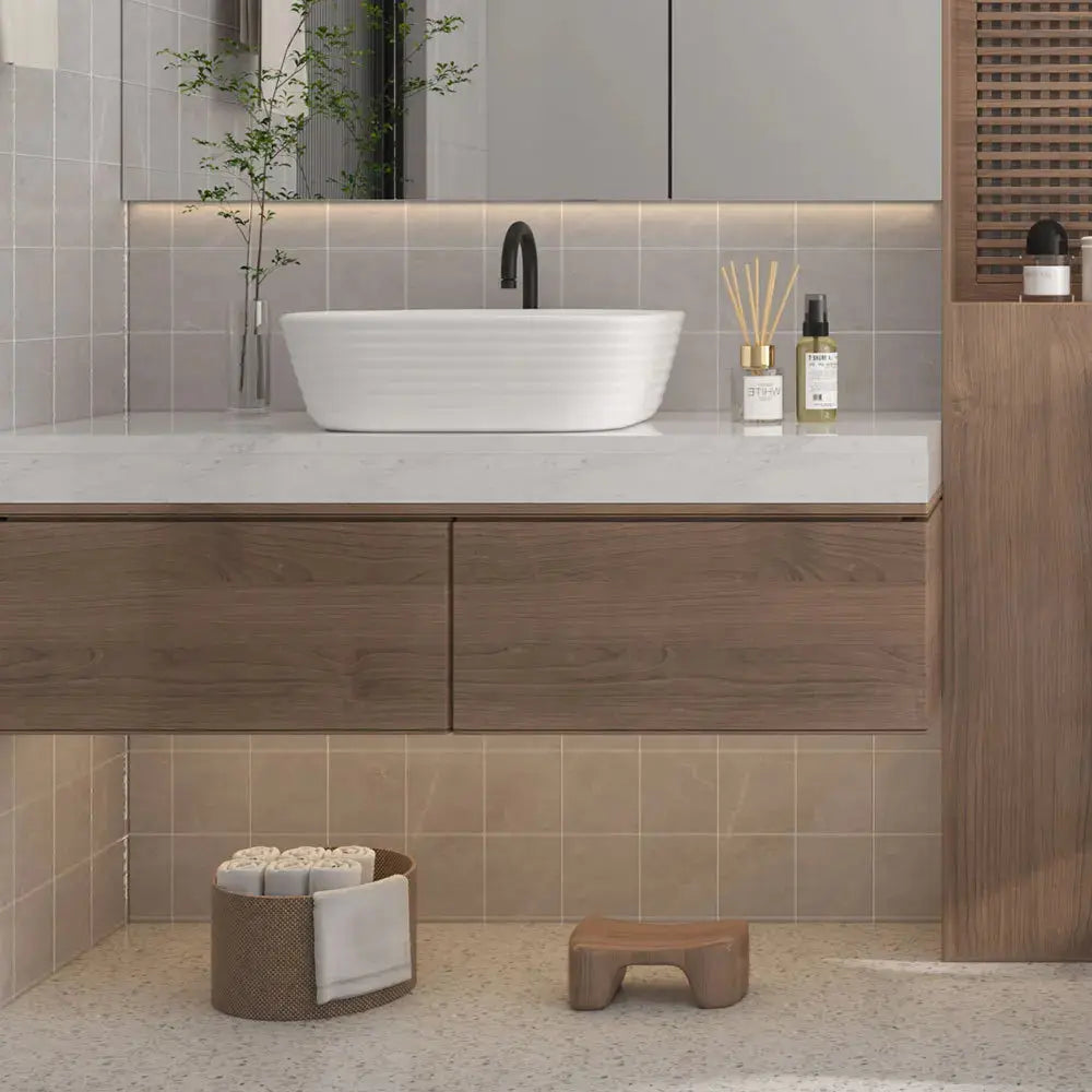 Modern White Square Countertop Bathroom Sink Furnish Wise