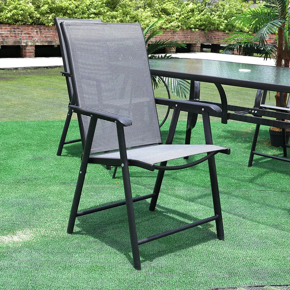Set of 4 Black Garden Folding Chair Furnish Wise