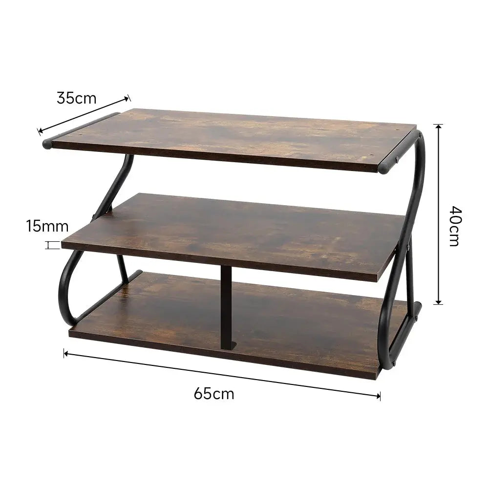 Brown 3 Tier Shelf Shoe Rack