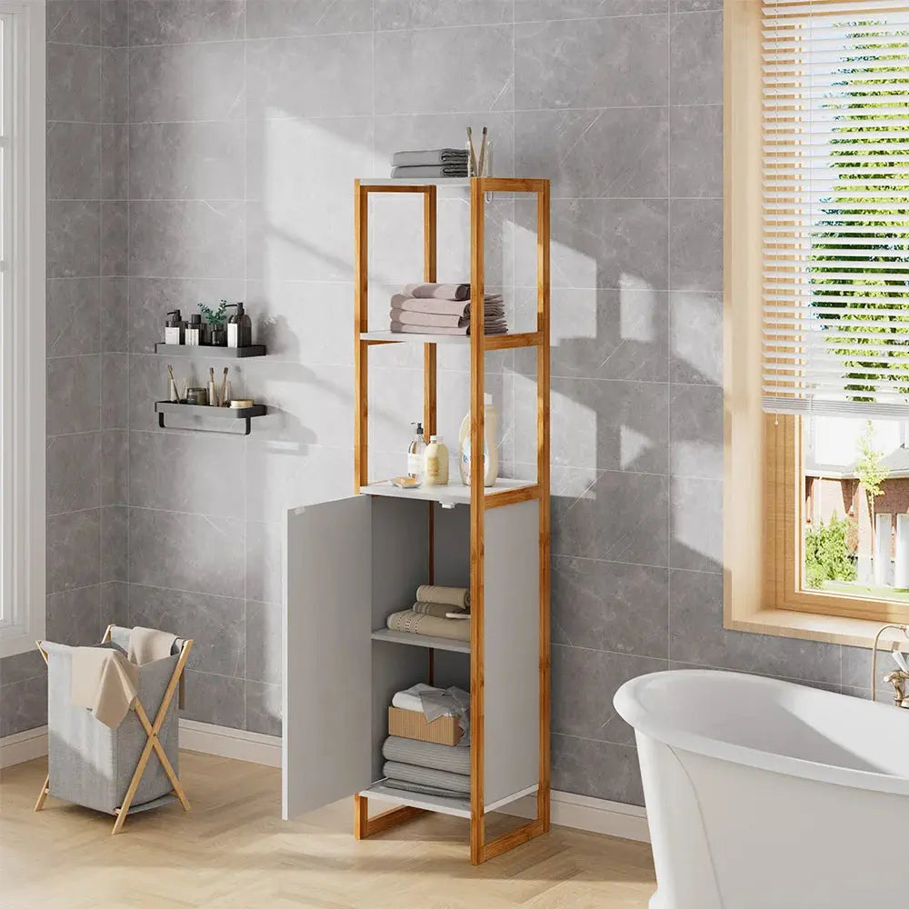 4-Tier Single-door Tall Bathroom Space Saver Organiser
