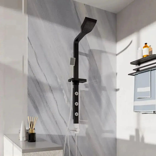Black Massage Shower Panel Set Furnish Wise