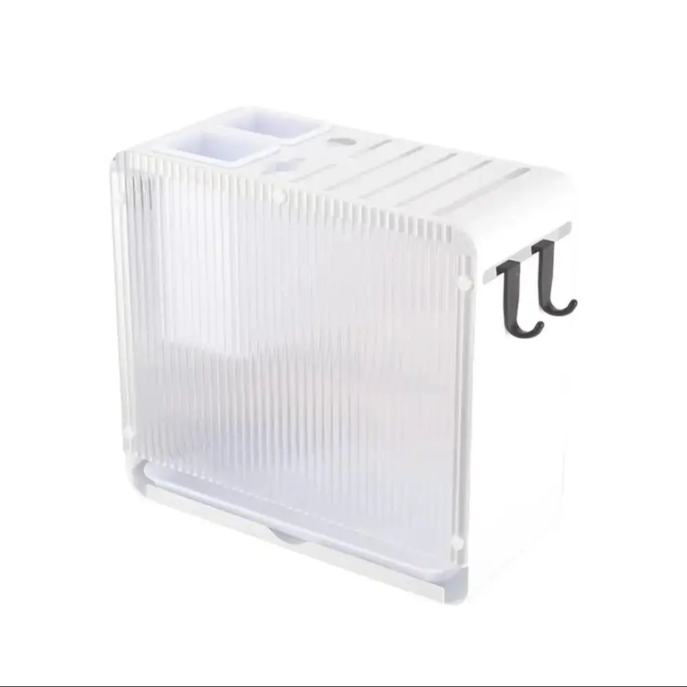 White Acrylic Knife Cutlery Holder with Drain Tray