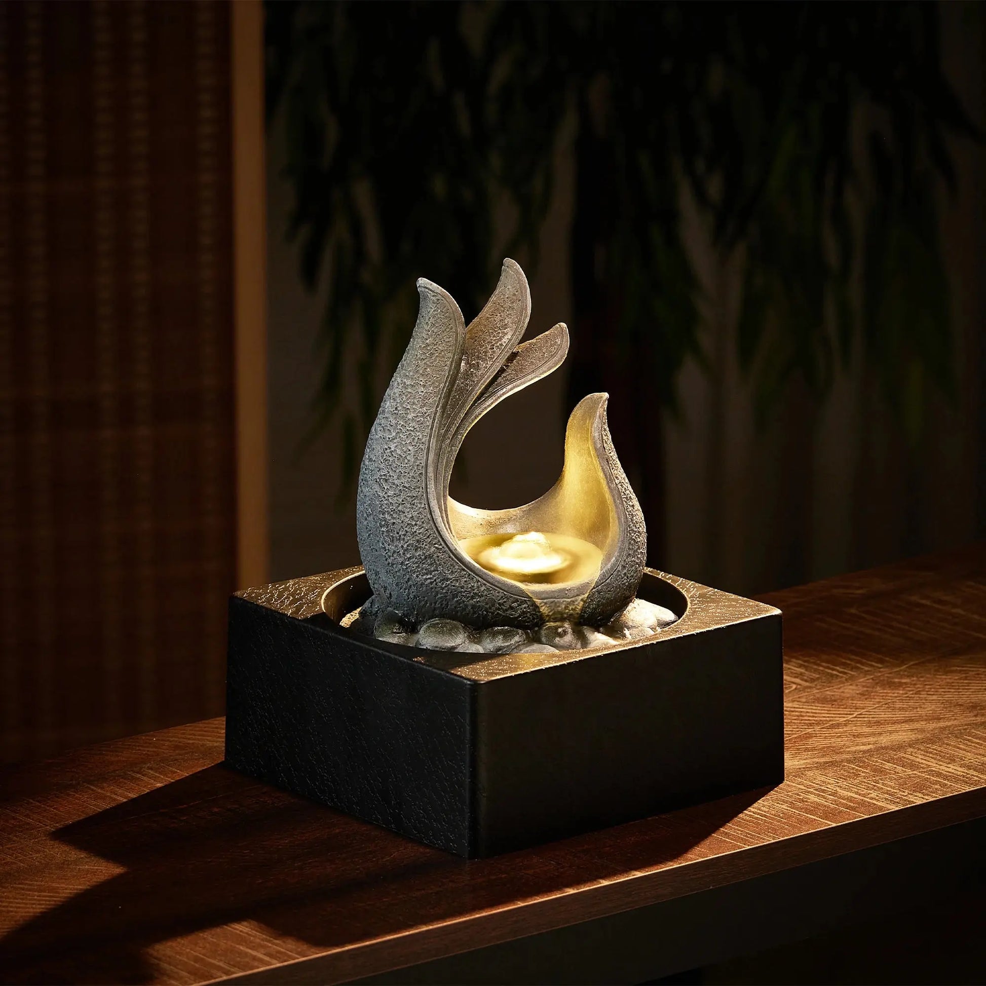 Tabletop Resin Water Fountain with LED Light Furnish Wise