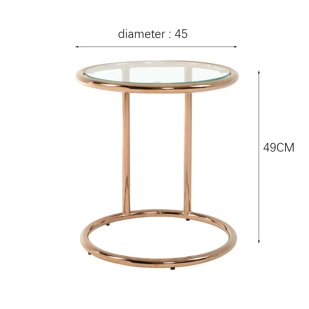Rose Gold Round Glass Side Table Furnish Wise