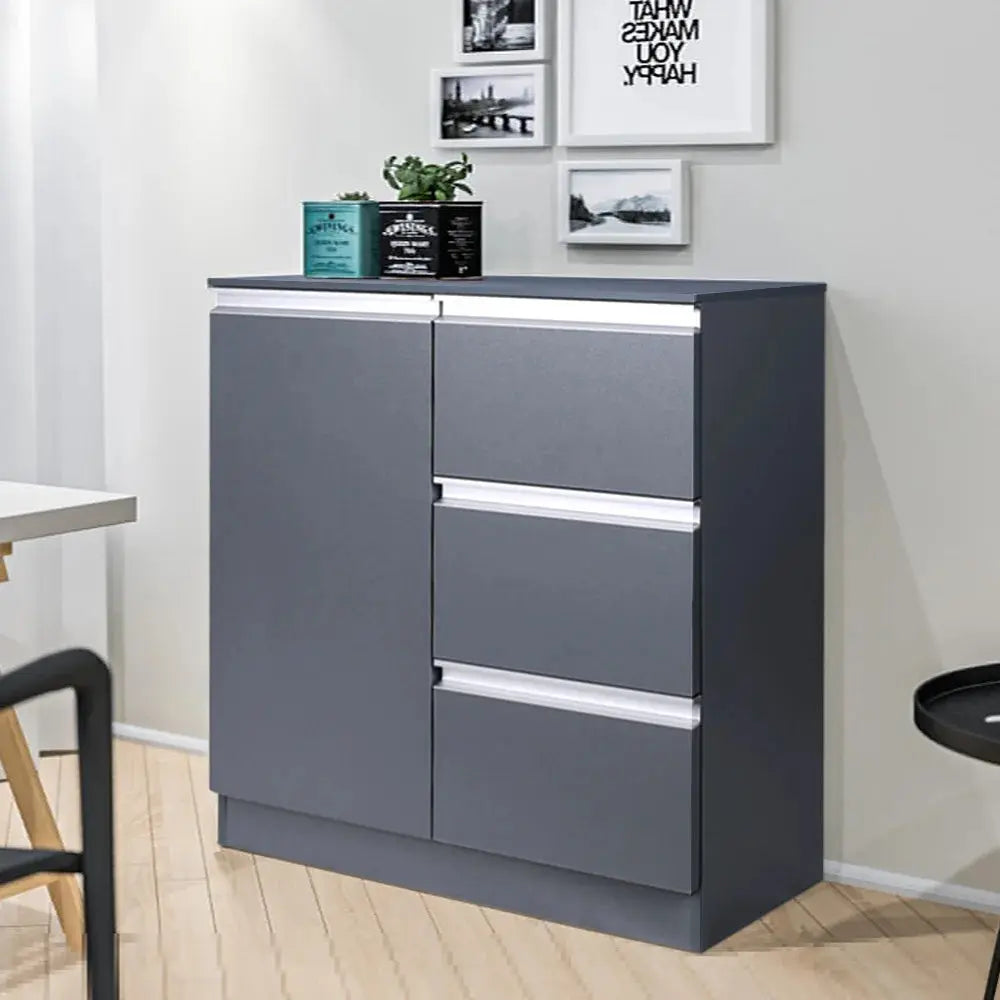 Grey 80cm Sideboard Cabinet with 3 Drawers